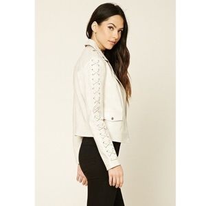Forever 21 Laced Faux Leather Moto Jacket